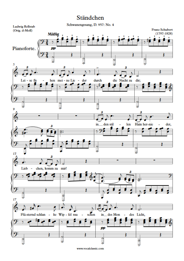 F. Schubert : Ständchen (A minor Key) PDF Sheet music