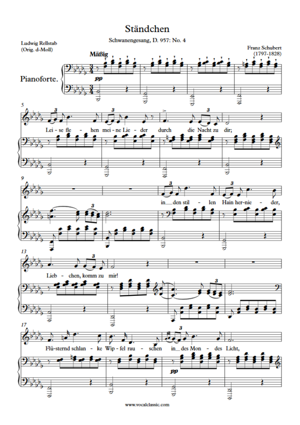 F. Schubert : Ständchen (Bb minor Key) PDF Sheet music