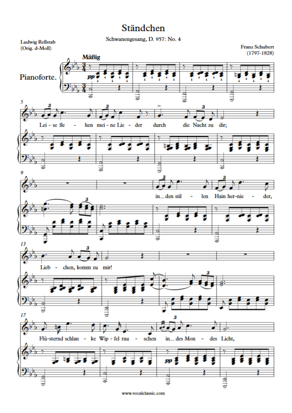 F. Schubert : Ständchen (C minor Key) PDF Sheet music