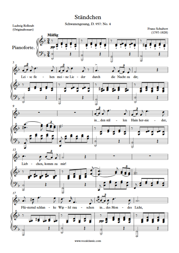 F. Schubert : Ständchen (D minor Key, Original) PDF Sheet music