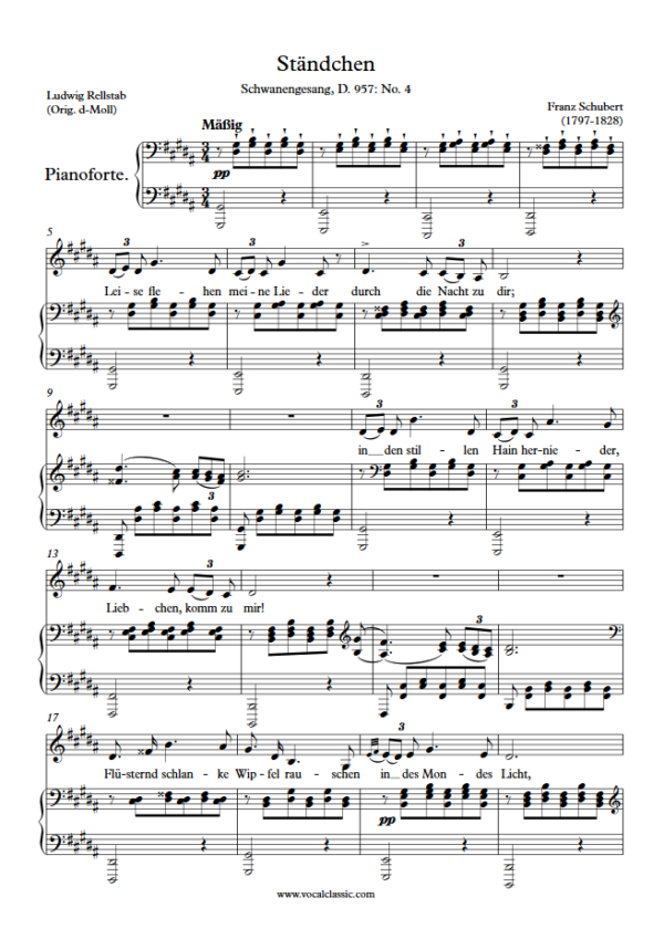 F. Schubert : Ständchen (G sharp minor Key) PDF Sheet music