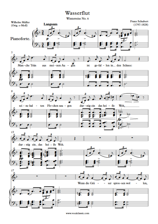 F. Schubert : Wasserflut (D minor Key) PDF Sheet music