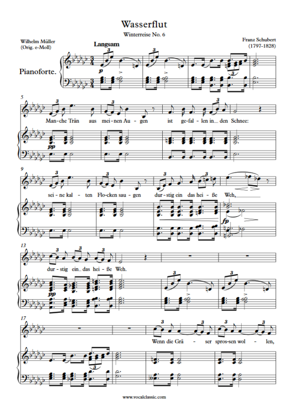 F. Schubert : Wasserflut (Eb minor Key) PDF Sheet music