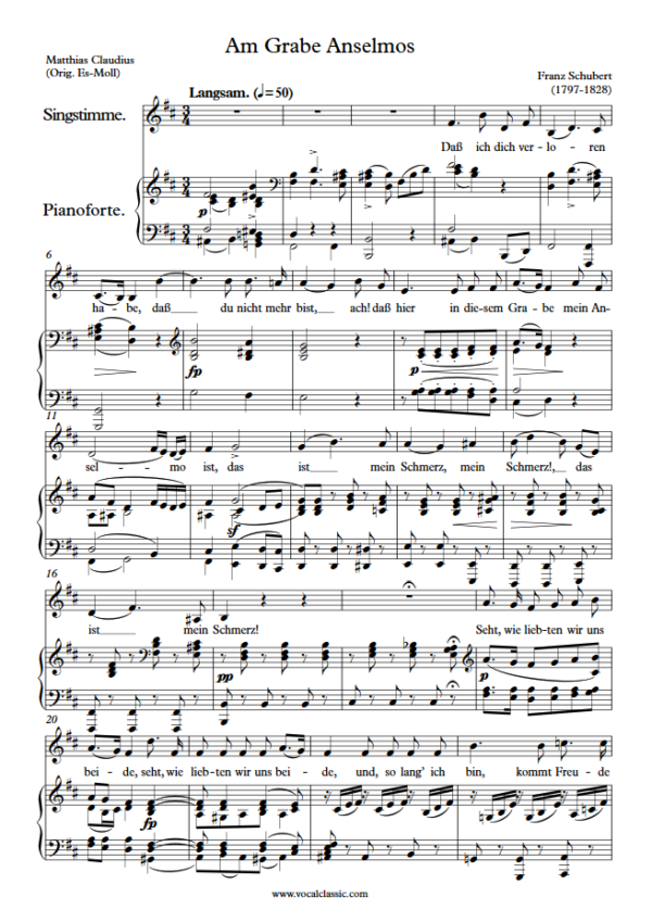 F. Schubert : Am Grabe Anselmos (B minor Key) PDF Sheet music