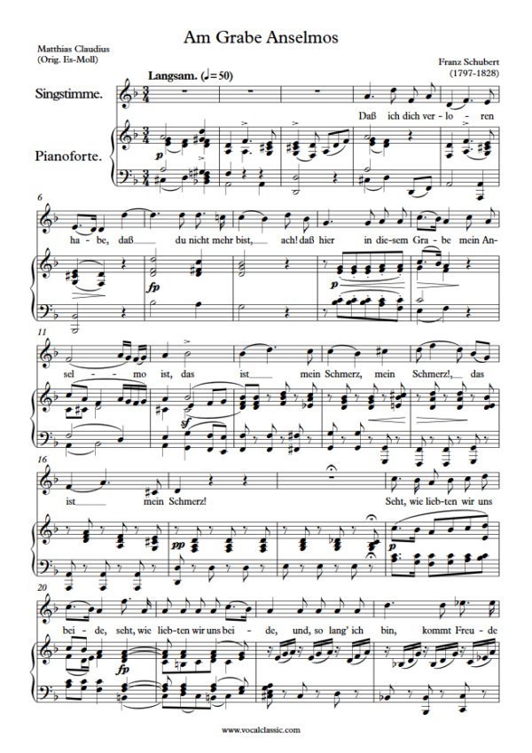 F. Schubert : Am Grabe Anselmos (D minor Key) PDF Sheet music