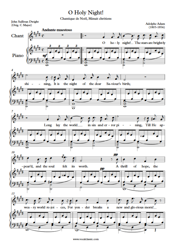 A. Adam : O Holy Night (E Key) PDF Sheet music