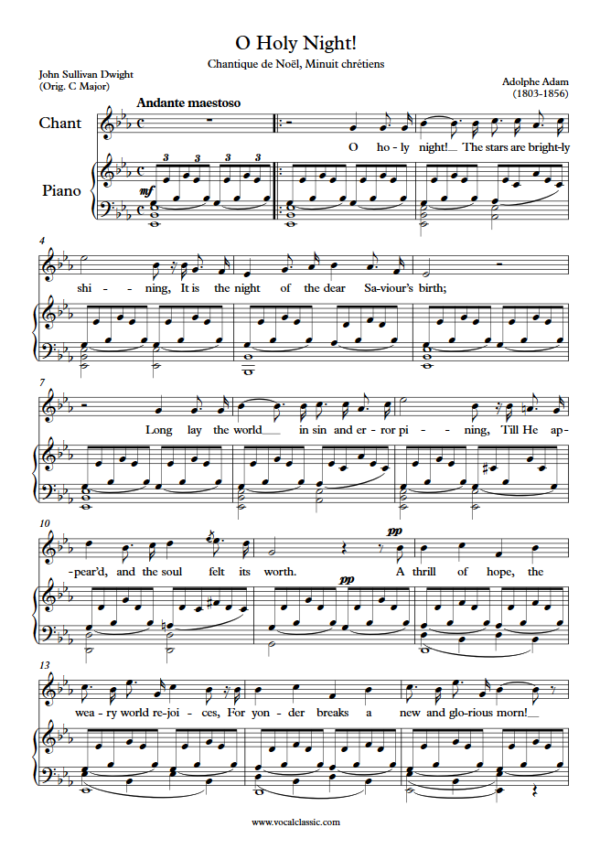 A. Adam : O Holy Night (Eb Key) PDF Sheet music