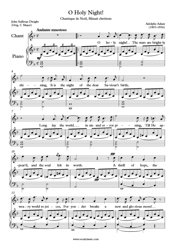 A. Adam : O Holy Night (F Key) PDF Sheet music