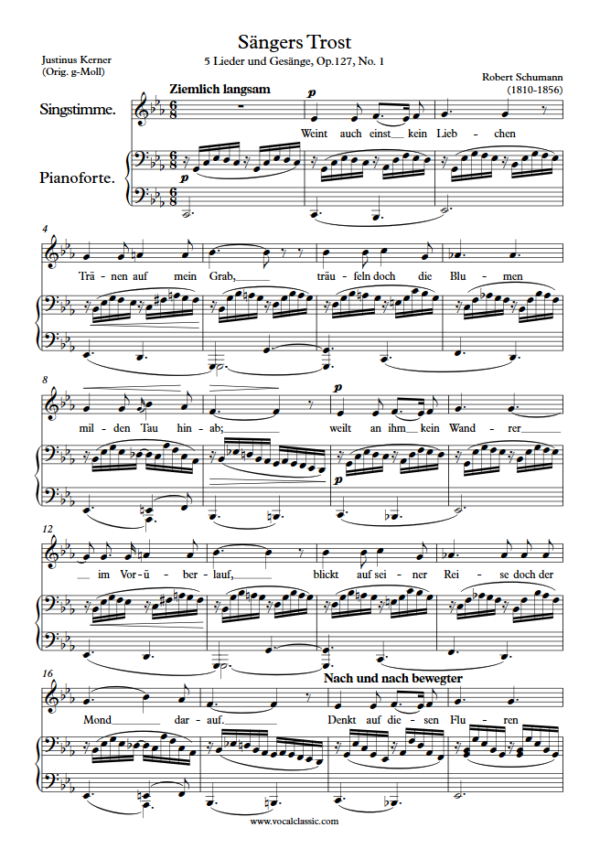 R. Schumann : Sängers Trost (C minor Key) PDF Sheet music