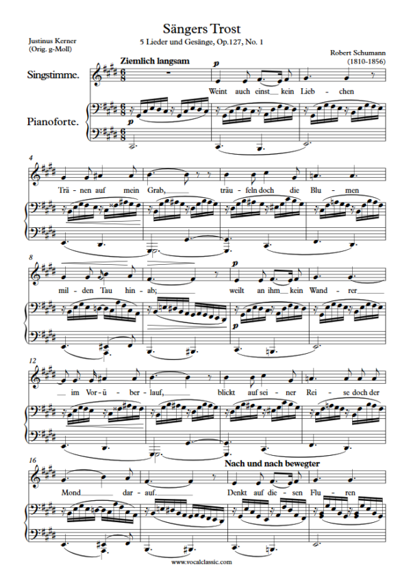 R. Schumann : Sängers Trost (C sharp minor Key) PDF Sheet music