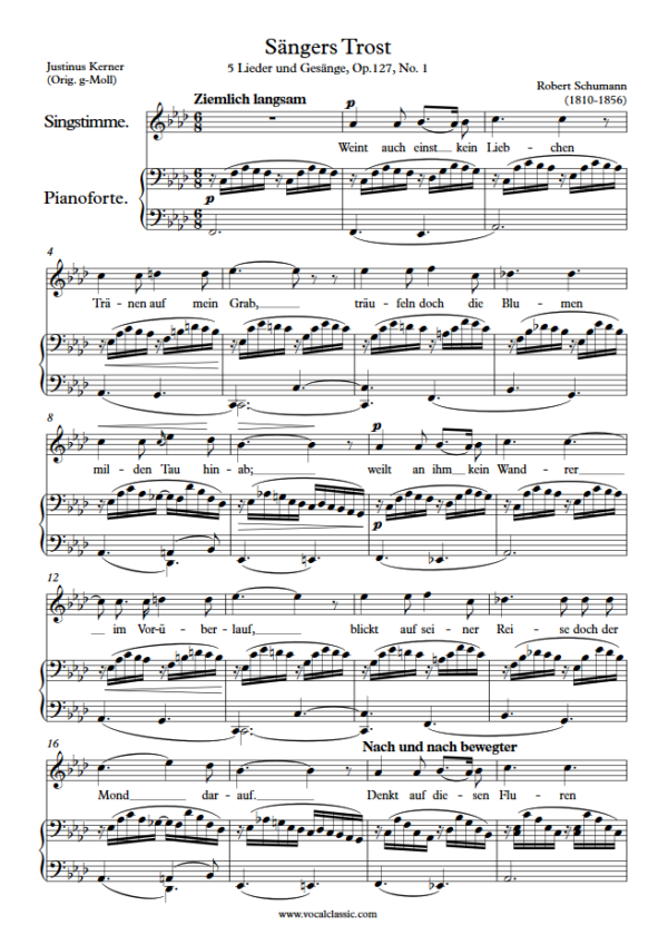 R. Schumann : Sängers Trost (F minor Key) PDF Sheet music