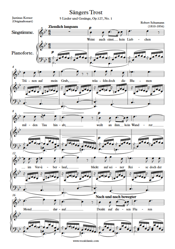 R. Schumann : Sängers Trost (G minor Key, Original) PDF Sheet music